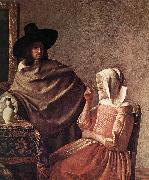 VERMEER VAN DELFT, Jan A Lady Drinking and a Gentleman (detail) ar china oil painting reproduction